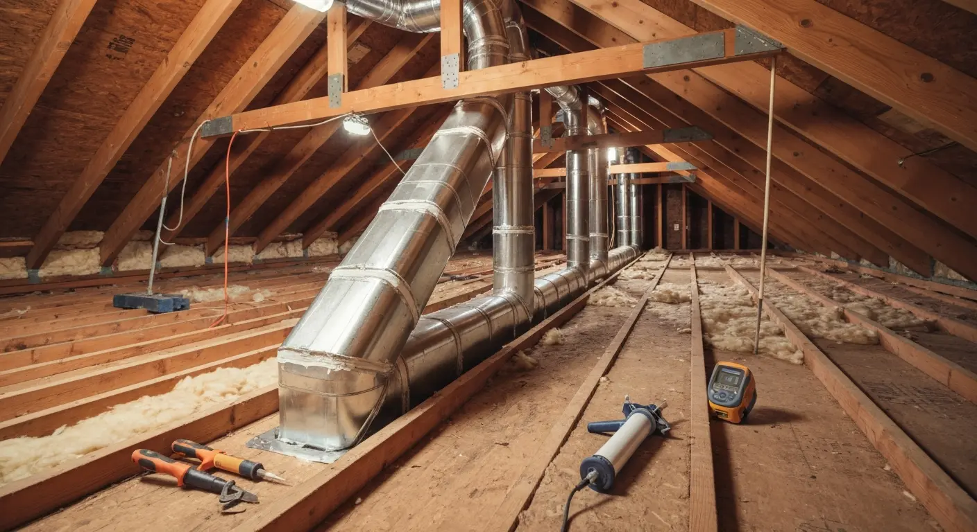 Ductwork repair in attic