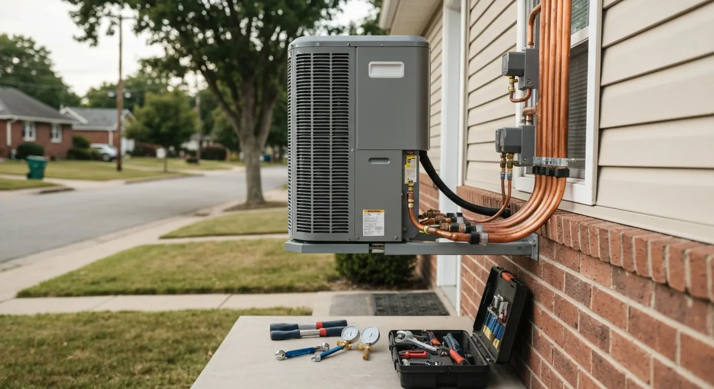 Modern AC unit replacement installation