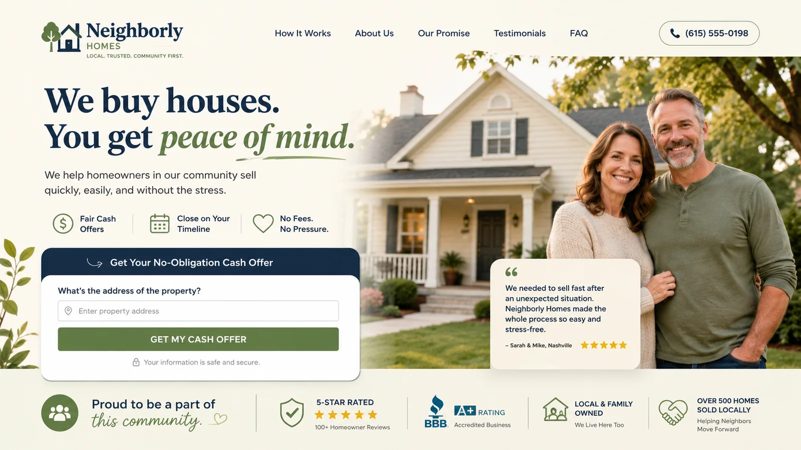 Local family-owned real estate investor lead generation website