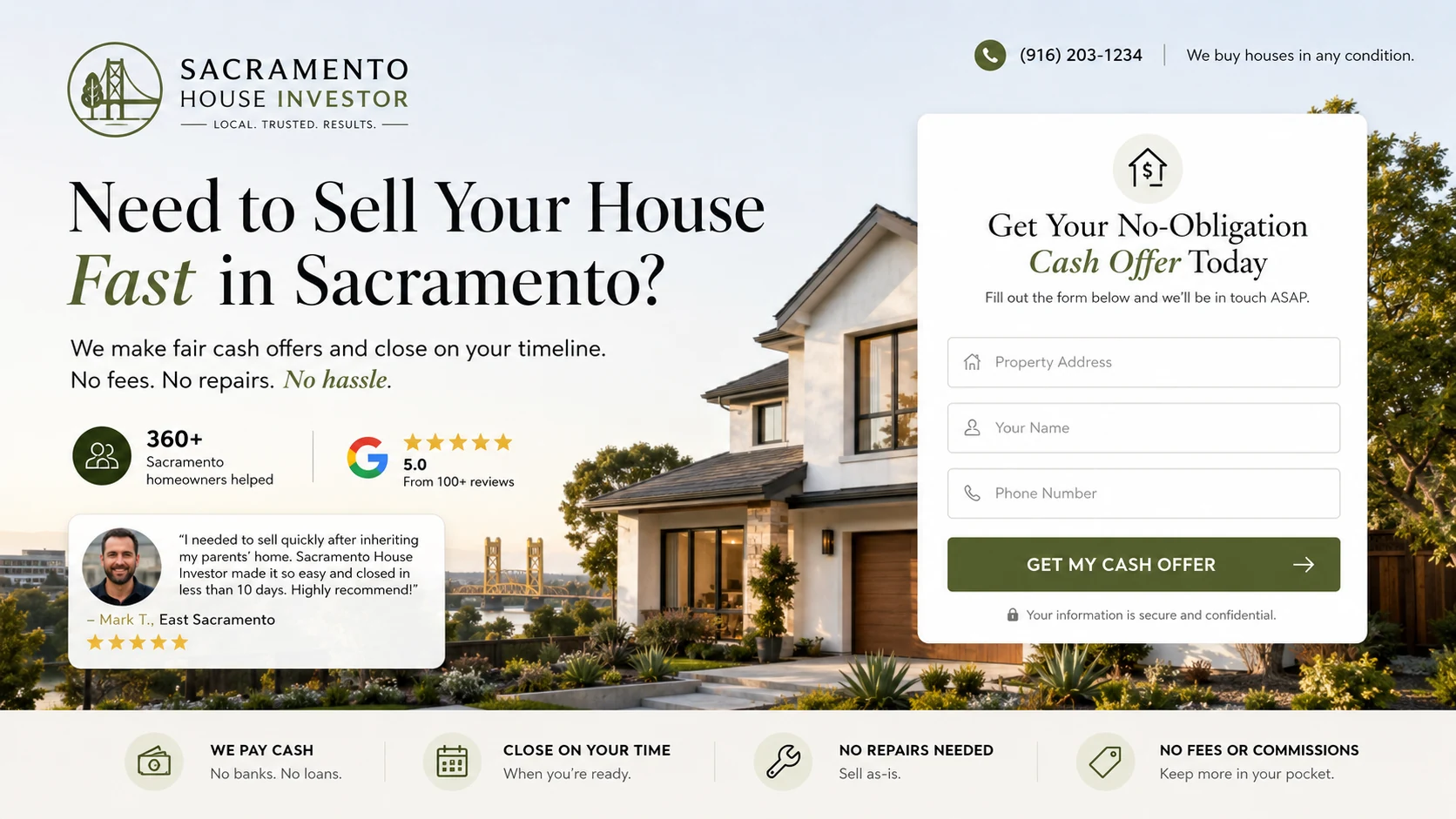 Sacramento real estate investor lead generation website