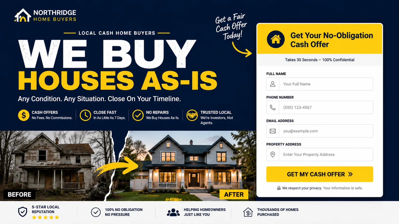 Bold real estate investor lead generation website