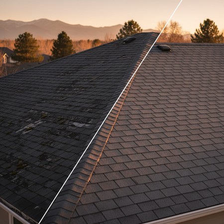 Homeowner reviewing printed roofing estimate Parker Colorado