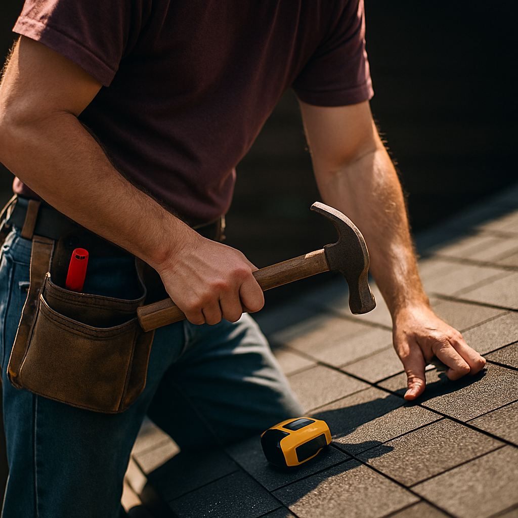 Roofing crew installing shingles on Colorado home