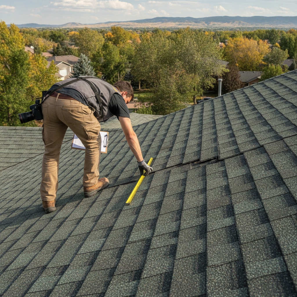hail damaged asphalt shingle roof Parker Colorado home