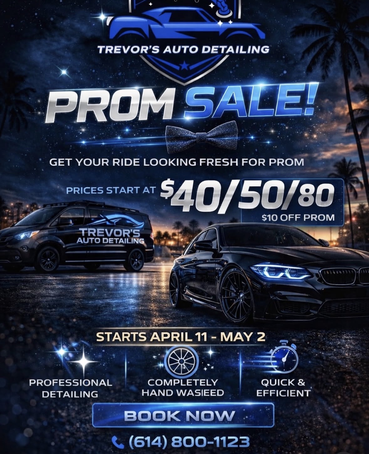 Trevor's Auto Detailing prom sale graphic
