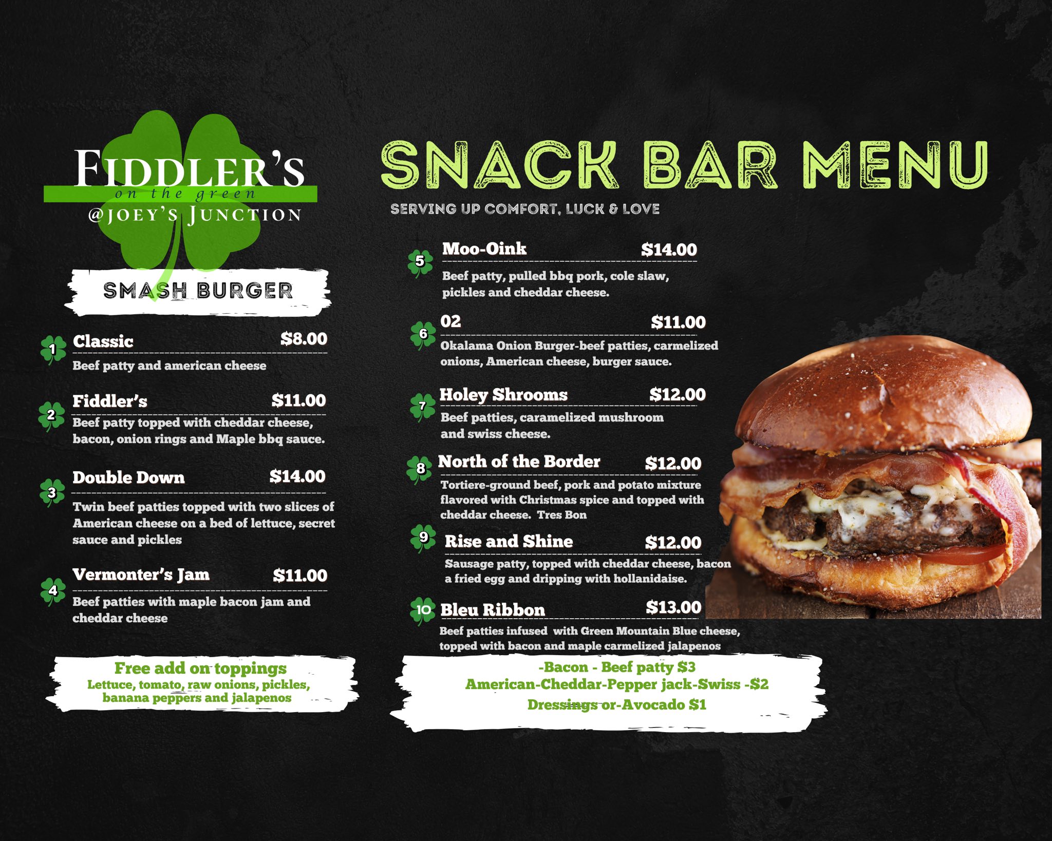 Fiddler's on the Green snack bar menu page 1
