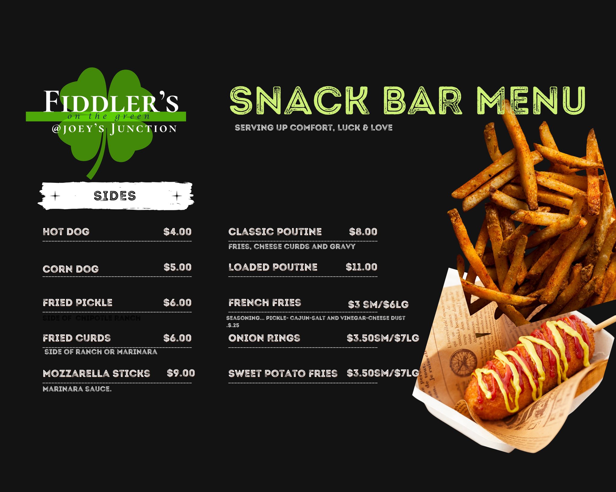 Fiddler's on the Green snack bar menu page 3