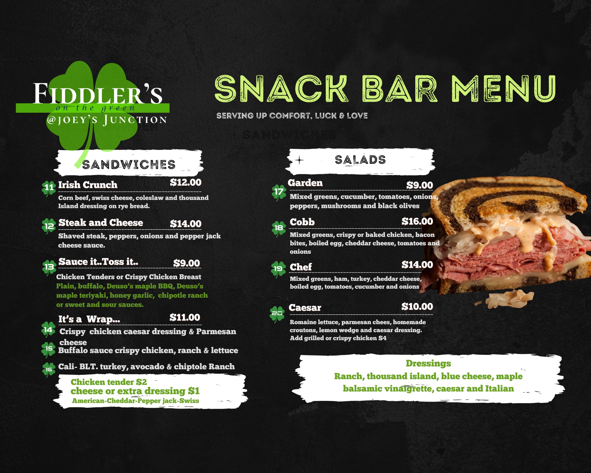 Fiddler's on the Green snack bar menu page 2