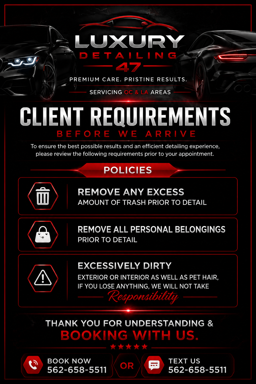 Luxury Detailing 47 client requirements