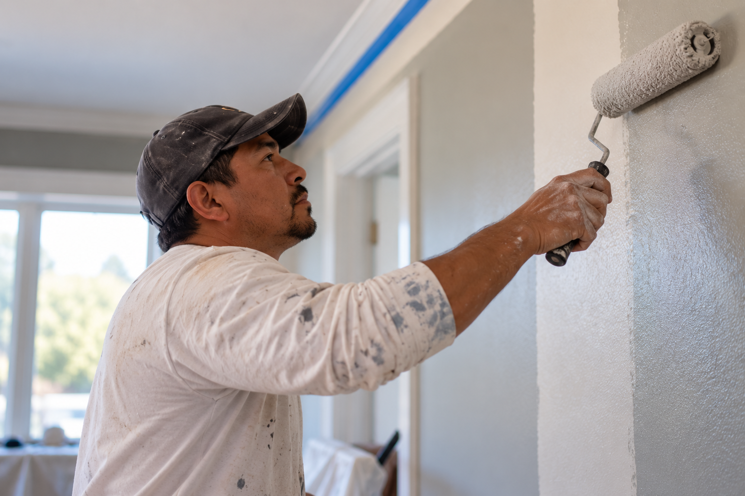 Professional painter transforming the interior of a customer's home