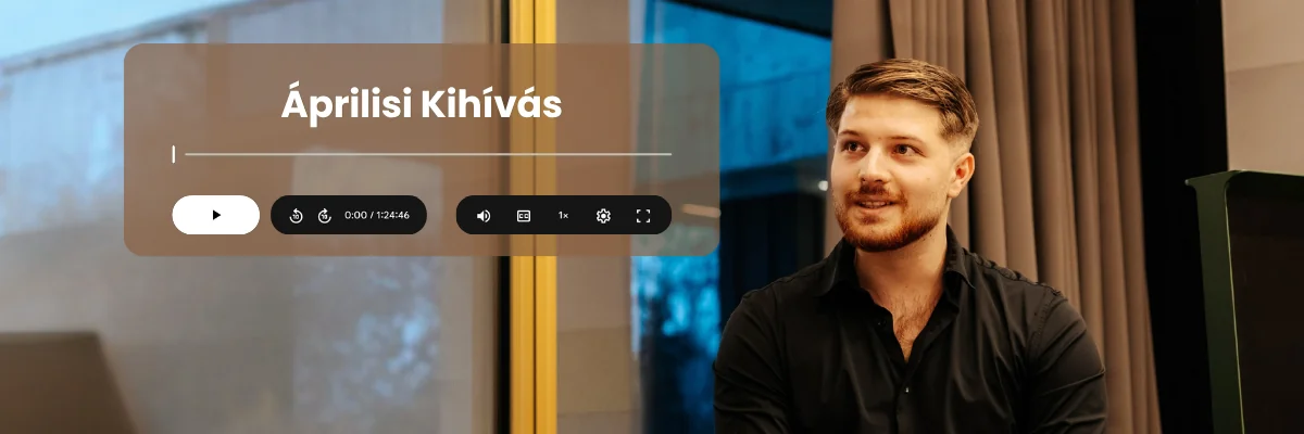 Áprilisi Kihívás videófelvétel lejátszó felülete, előadóval a háttérben