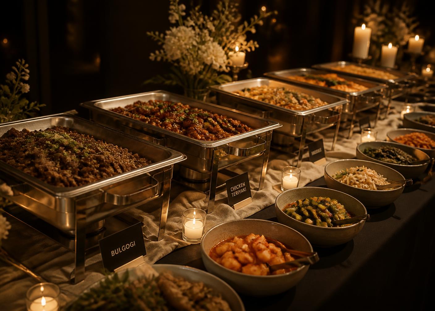 Korean Catering Buffet Setup