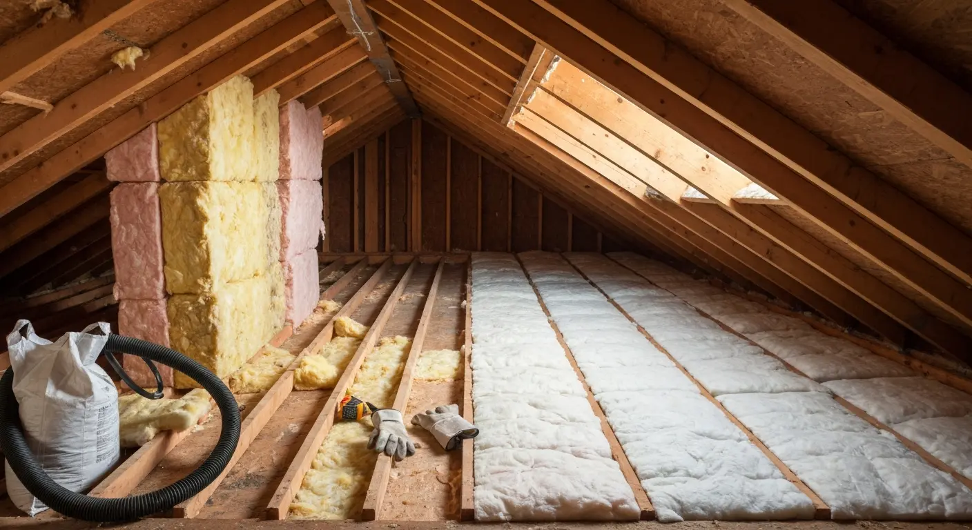 Old insulation removal from attic