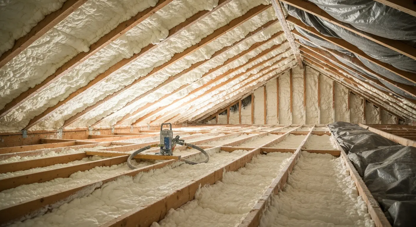 Spray foam insulation in attic