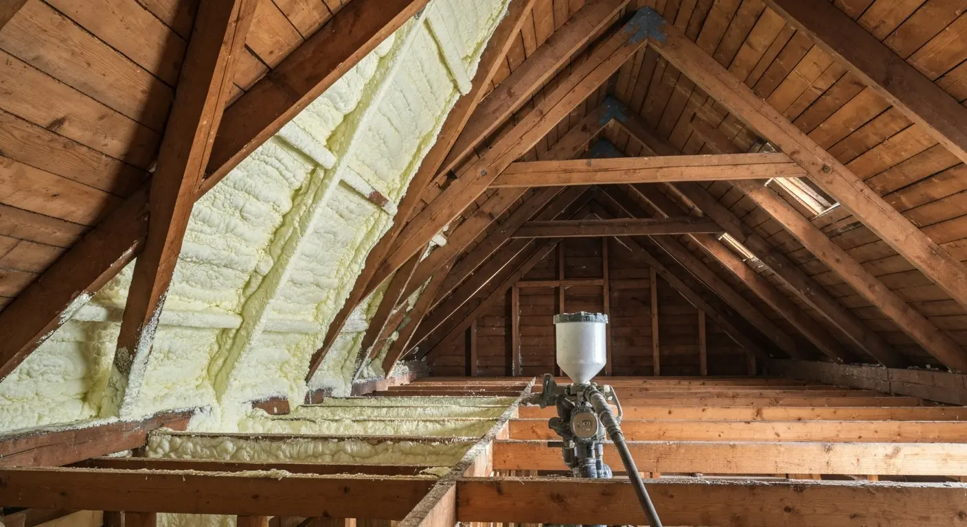 Spray foam insulation installation