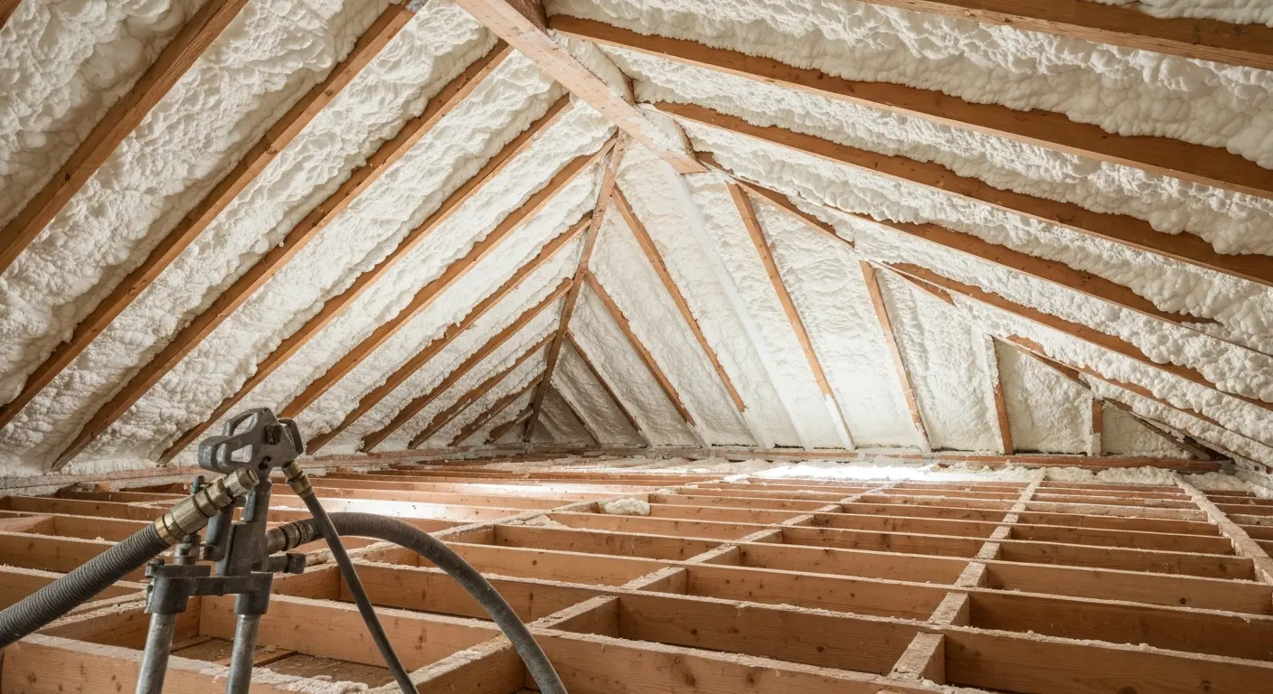 Attic spray foam installation