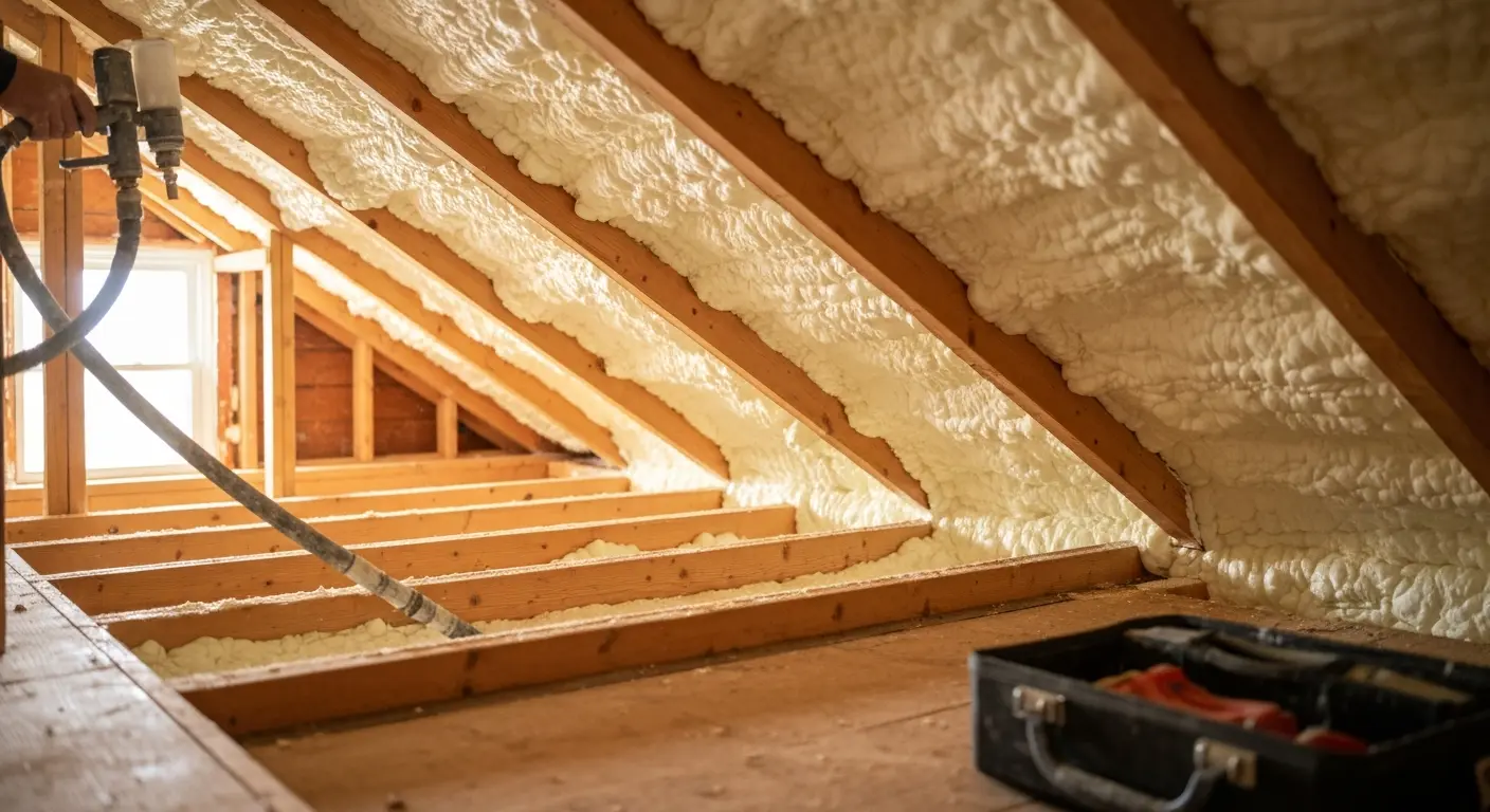 Spray foam insulation installation