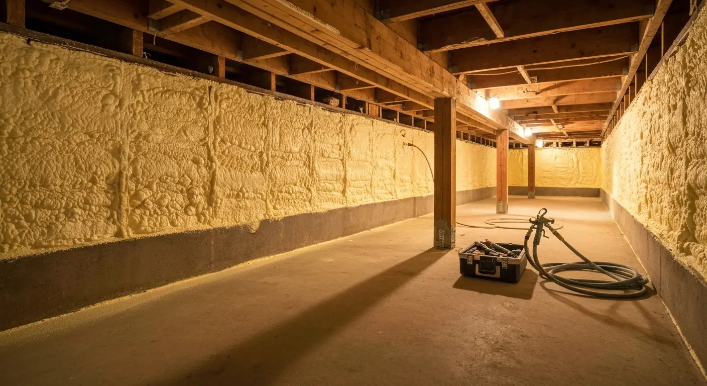Moisture barrier in crawl space