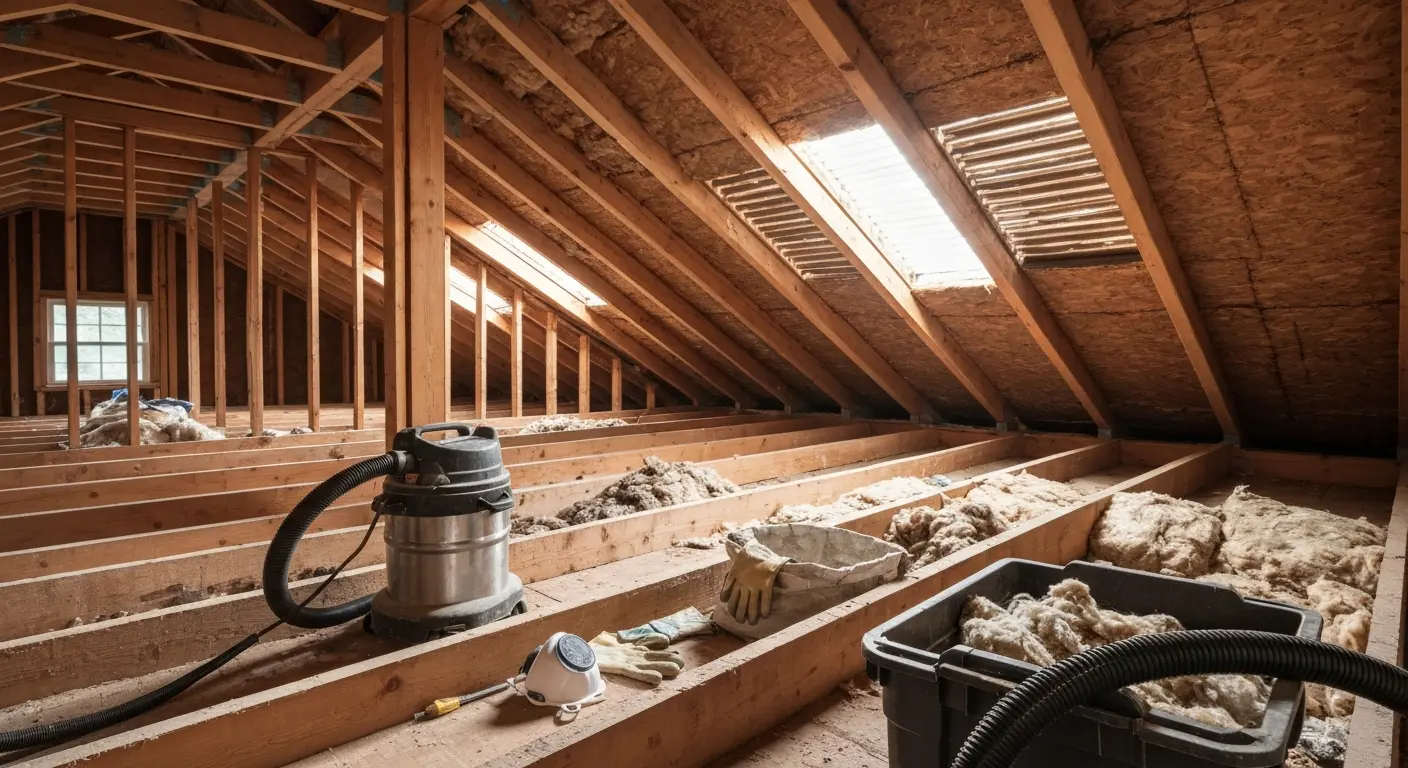 Attic insulation removal project