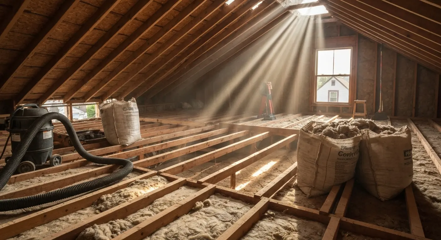 Old insulation removal from attic