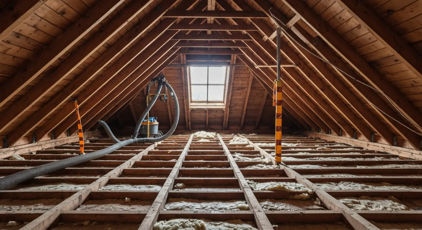 Old insulation removal from attic space