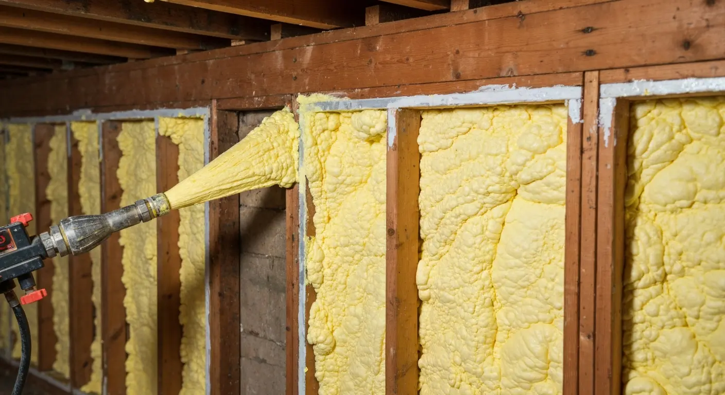 Spray foam insulation application