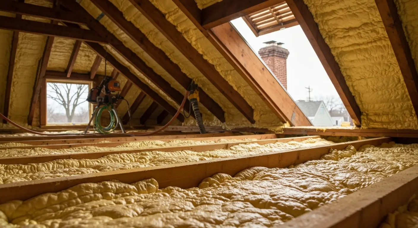 Spray foam insulation installation