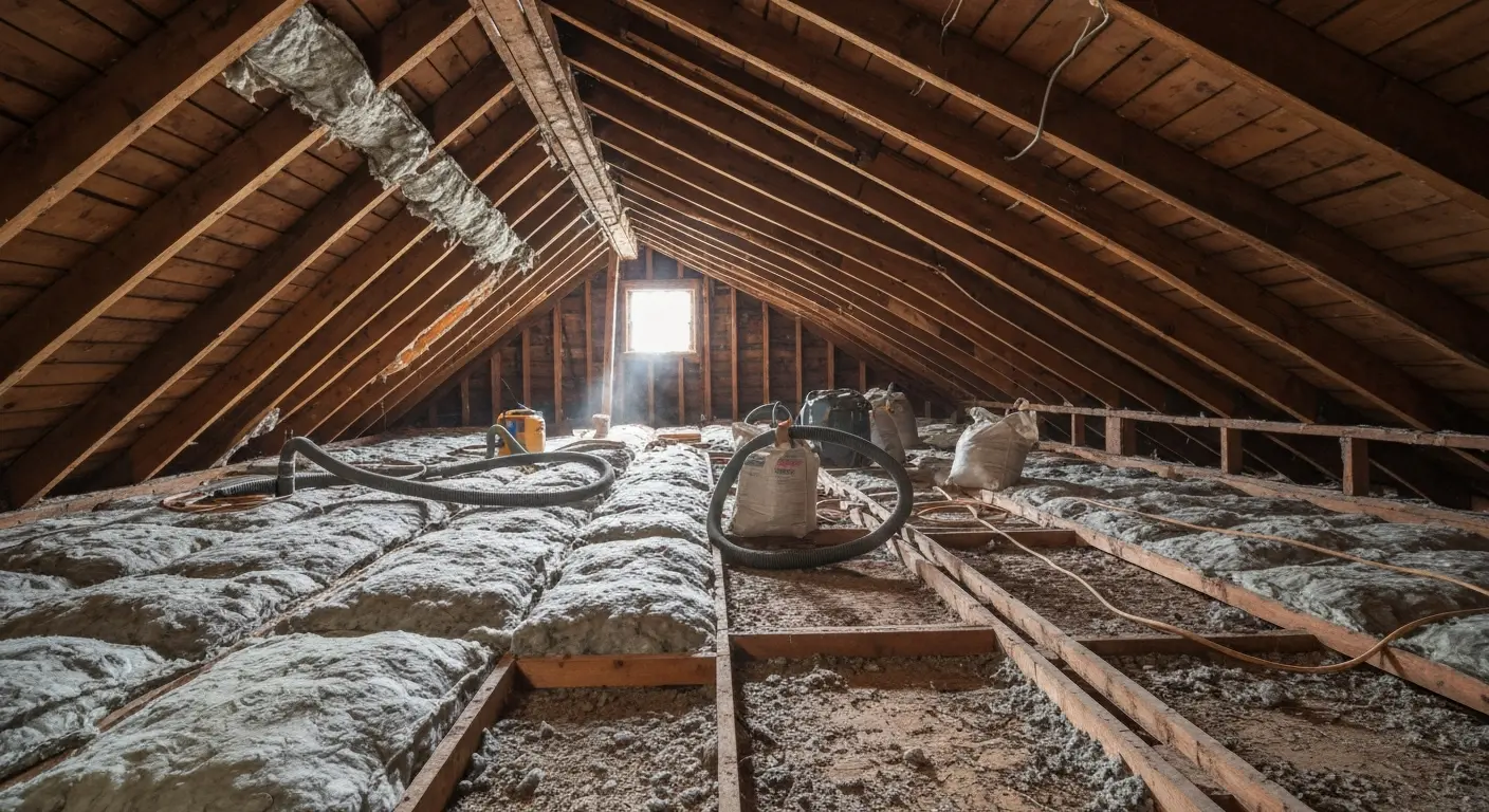 Removing old insulation from attic space