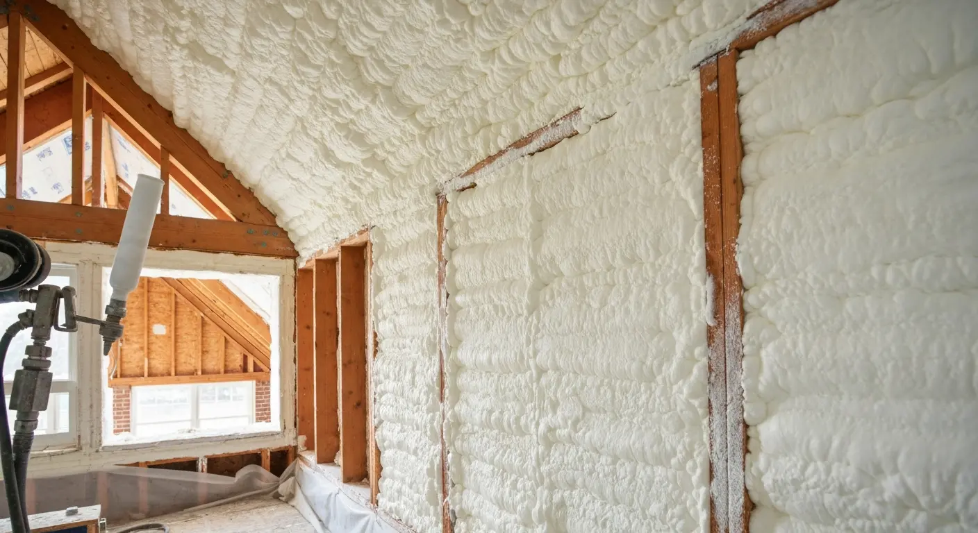 Spray foam insulation installation