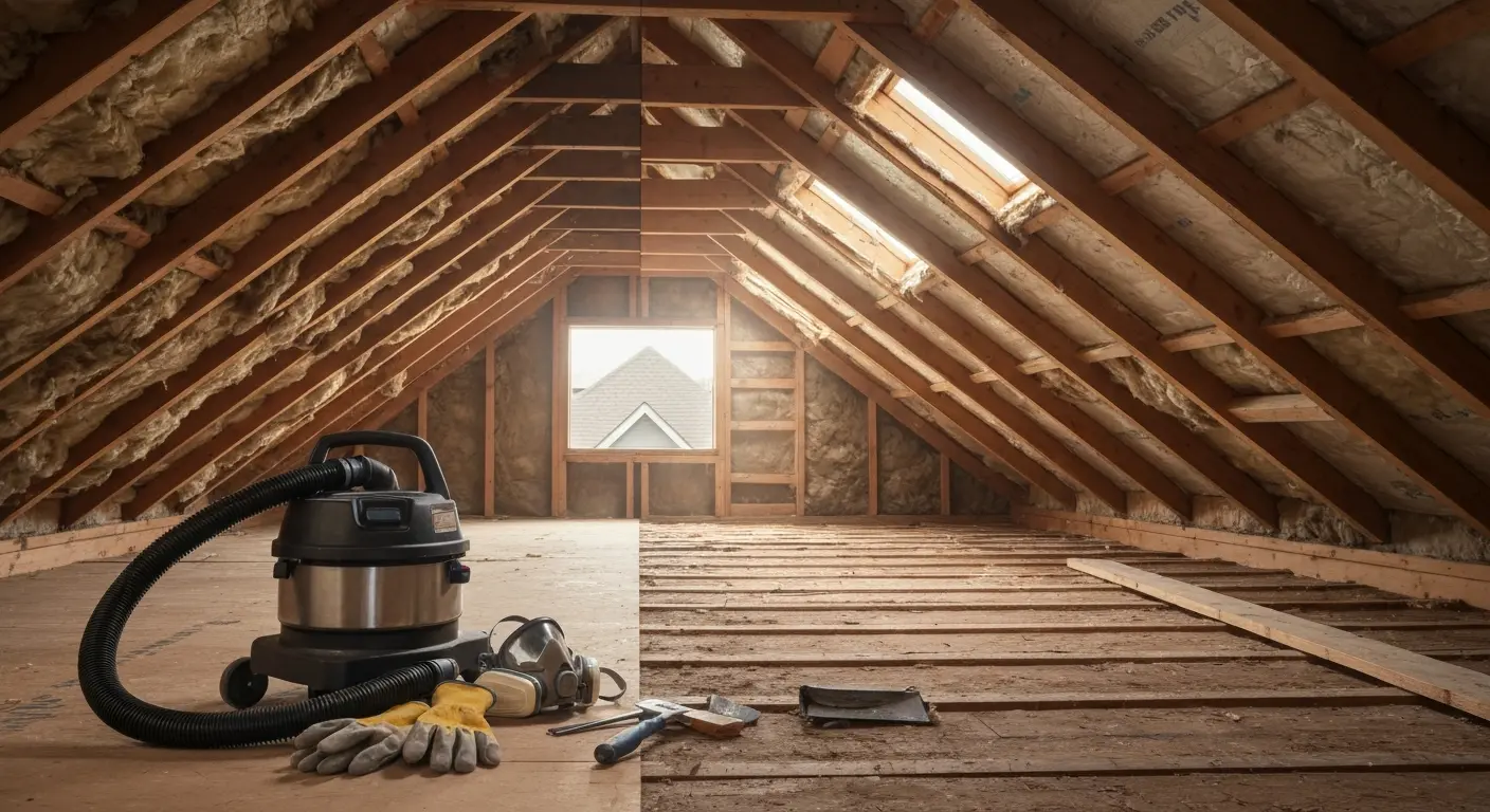 Old insulation removal from attic