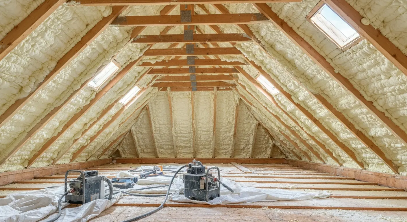 Attic spray foam insulation