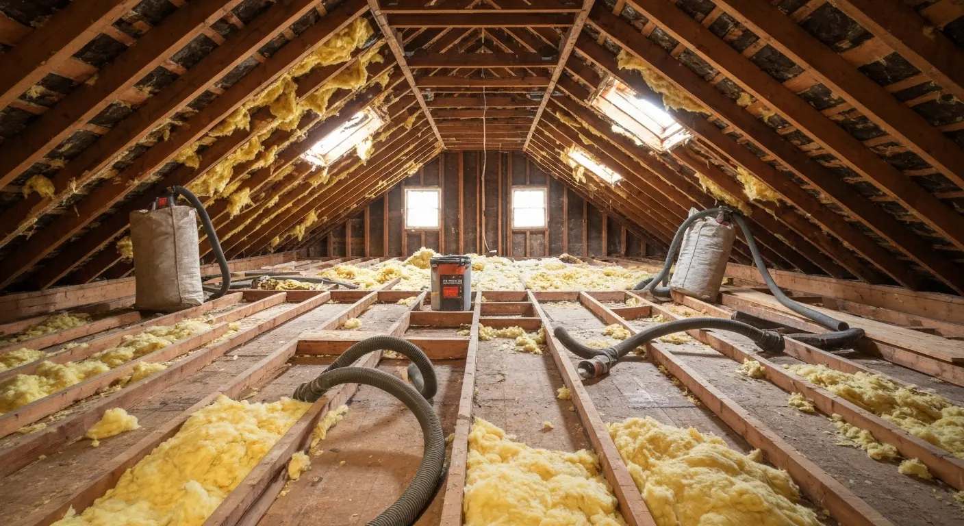 Removing old insulation from an attic space