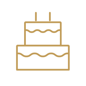"Birthday cake icon representing LH3 party bus service for birthdays and anniversaries"