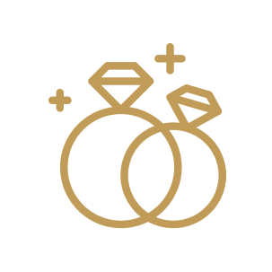 "Wedding rings icon representing LH3 luxury limousines for weddings and bridal parties"
