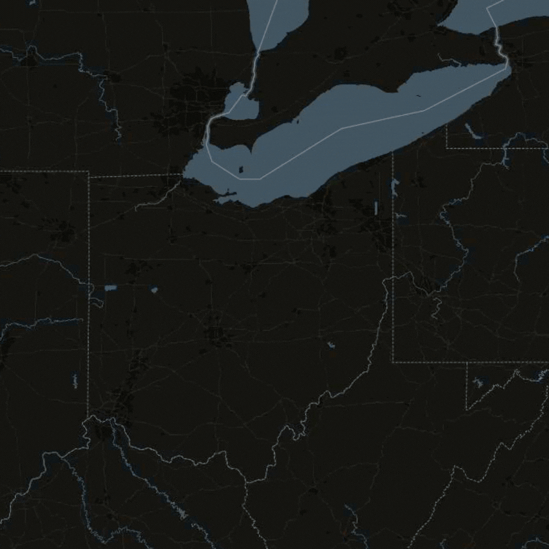 Map of Ohio highlighting LH3 luxury transportation service areas including Cleveland, Columbus, Dayton, Akron, and Toledo