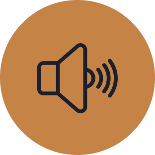 Speaker icon symbolizing crystal-clear surround sound in LH3 luxury party buses"