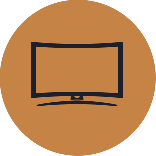 TV screen icon symbolizing large flat-screen entertainment in LH3 party buses"