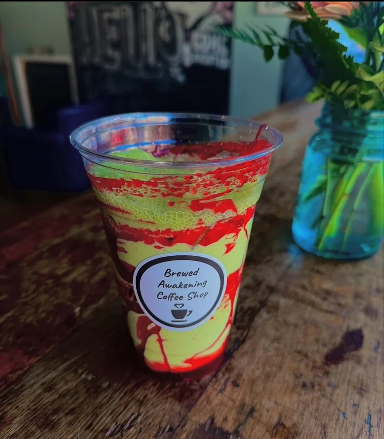 Iced Strawberry Matcha at Brewed Awakening Royersford PA