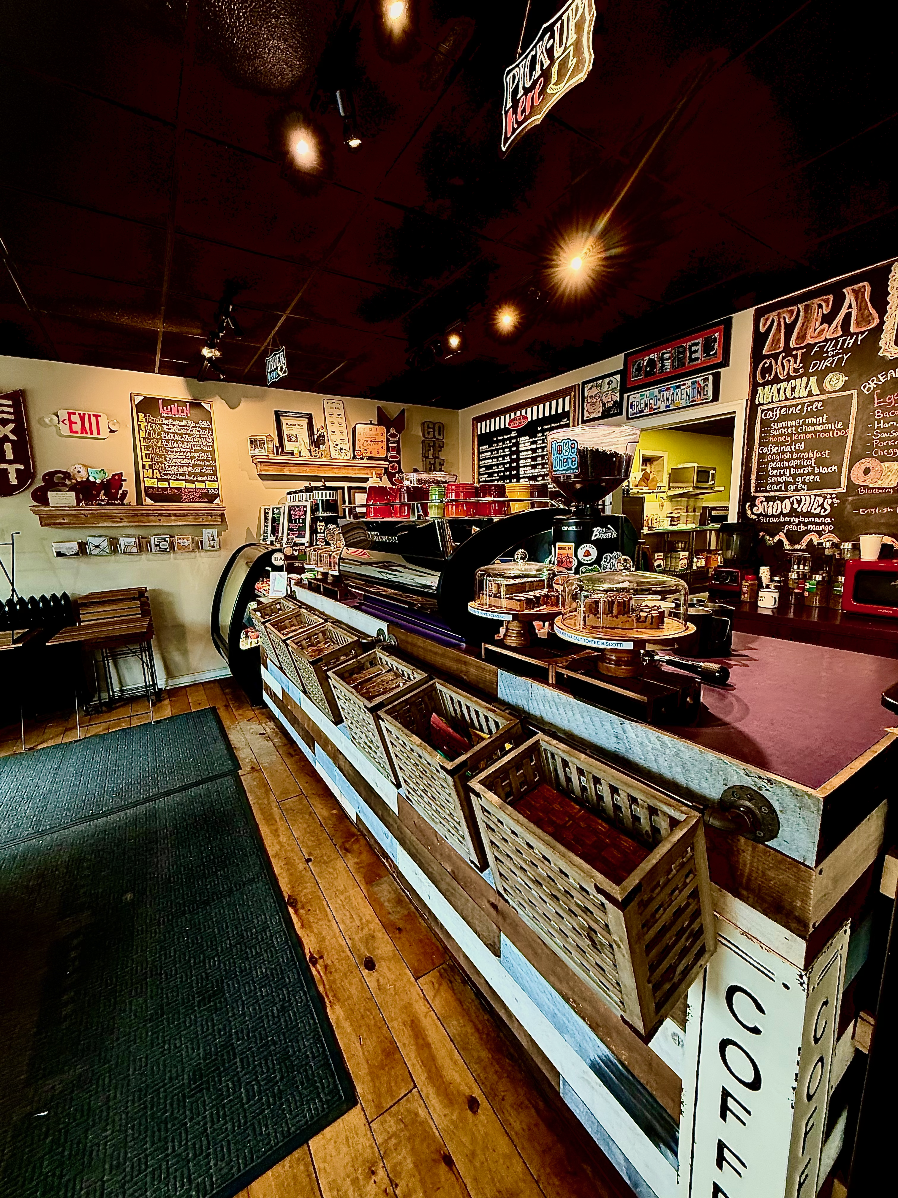 Front counter at Brewed Awakening coffee shop Royersford PA