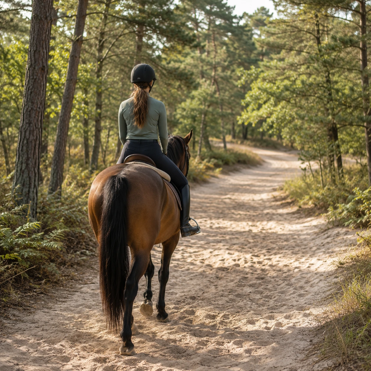 Horse & rider on a soft sand trail