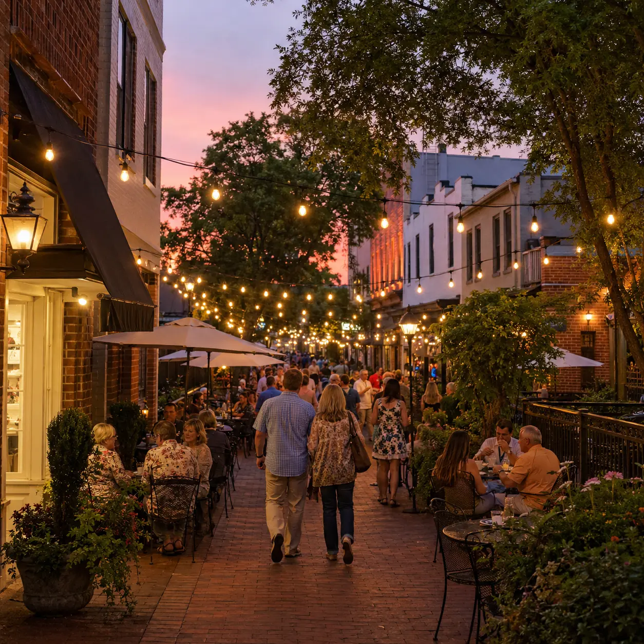 Downtown Aiken street scene with shops and community atmosphere