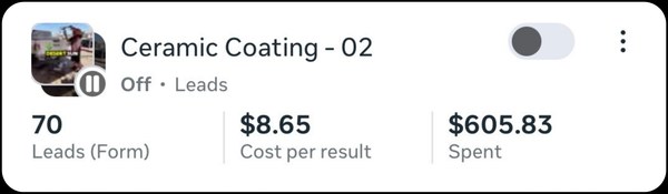 Live ad campaign result