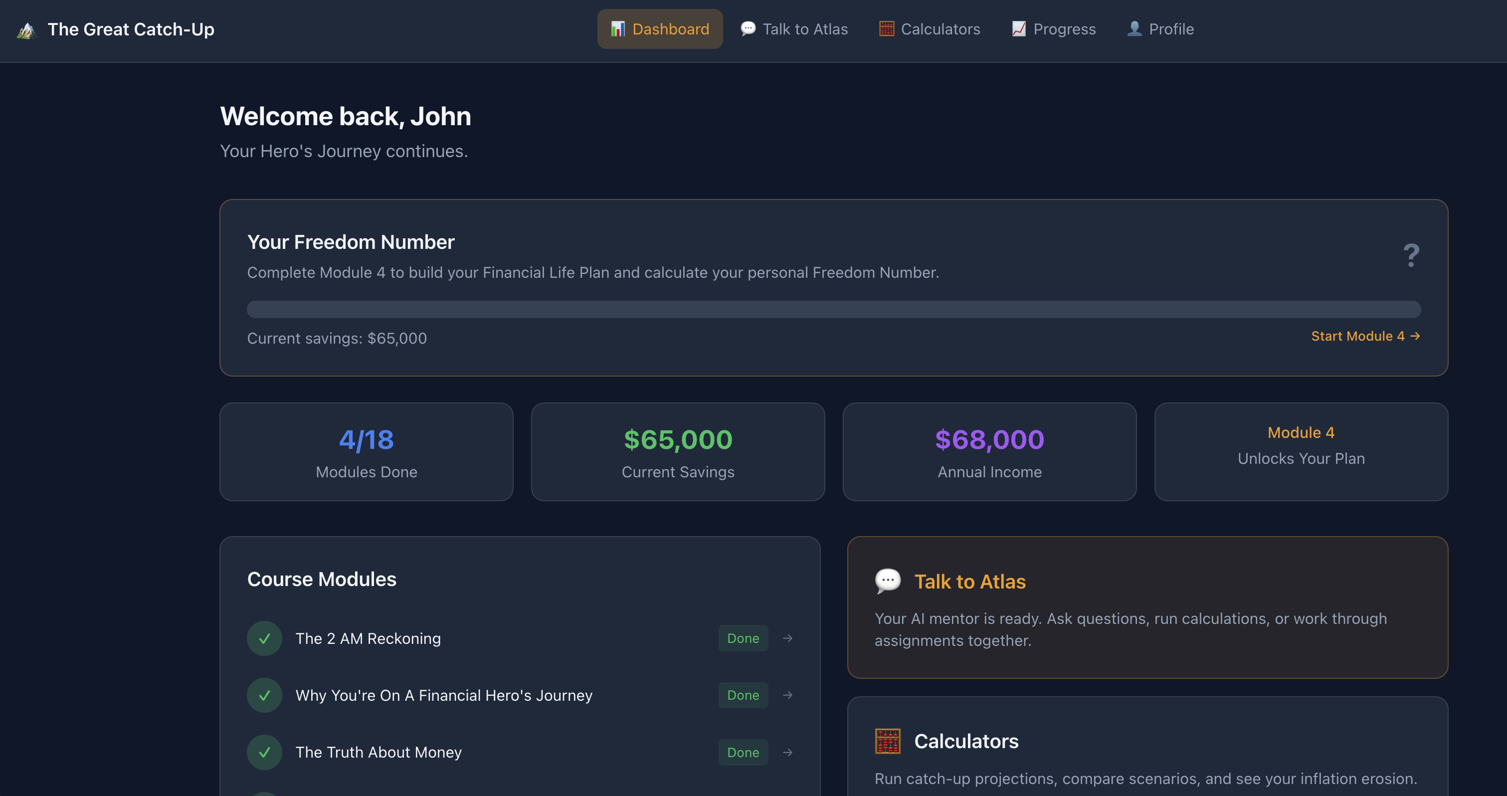 The Great Catch-Up Course Dashboard