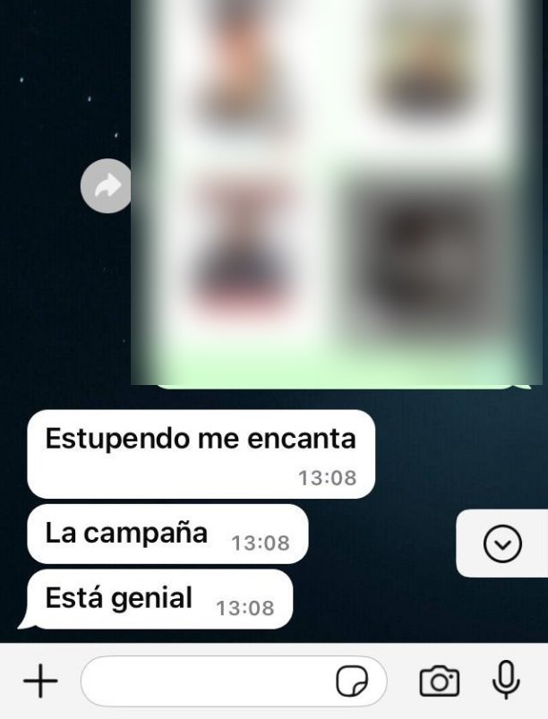 Mensaje de un cliente: estupendo, me encanta la campaña
