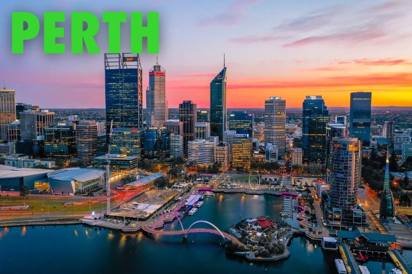 Perth landscape at night showing the location of Stress Free Tradie