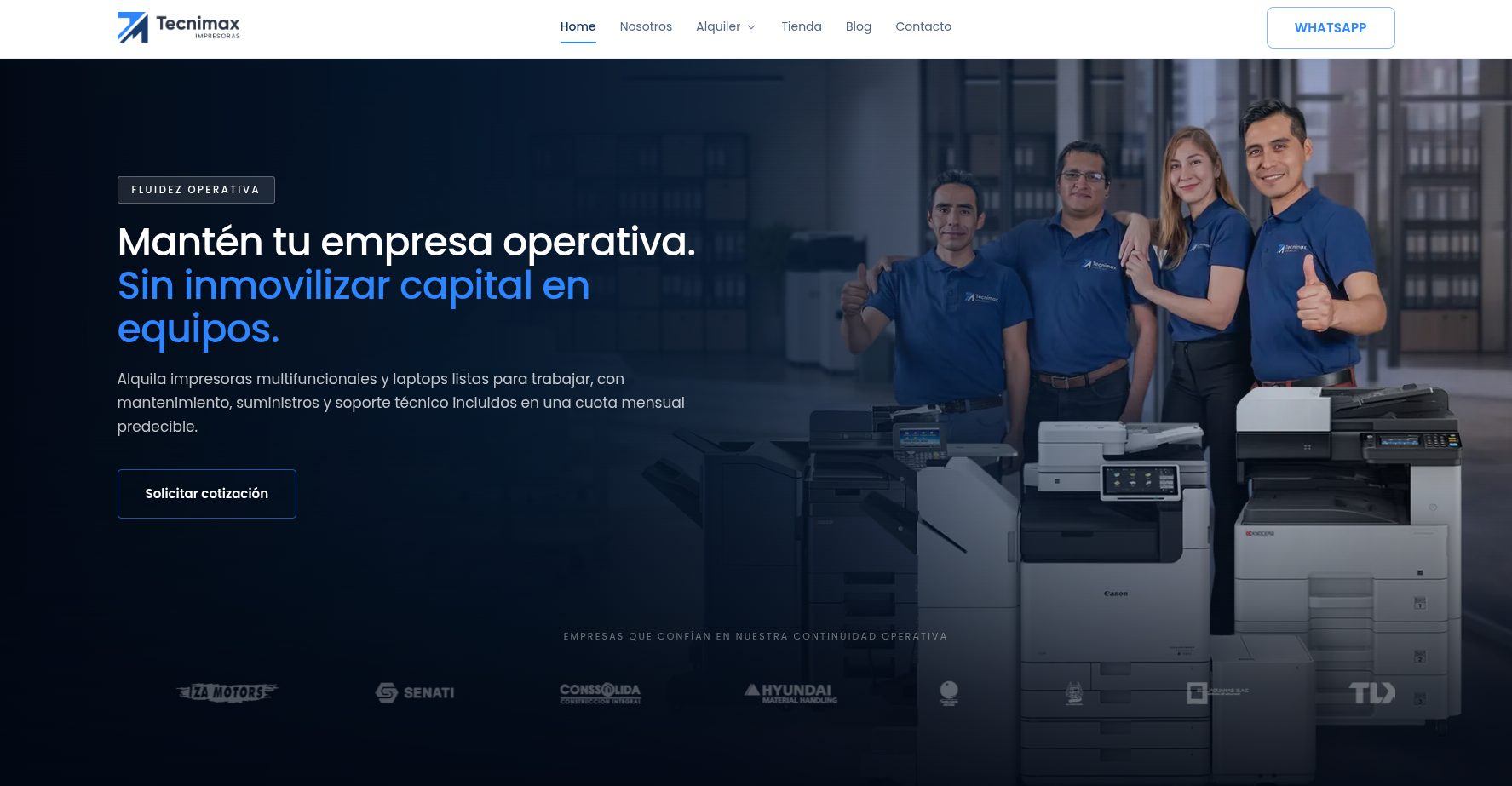 Tecnimax, alquiler de impresoras y laptops para empresas