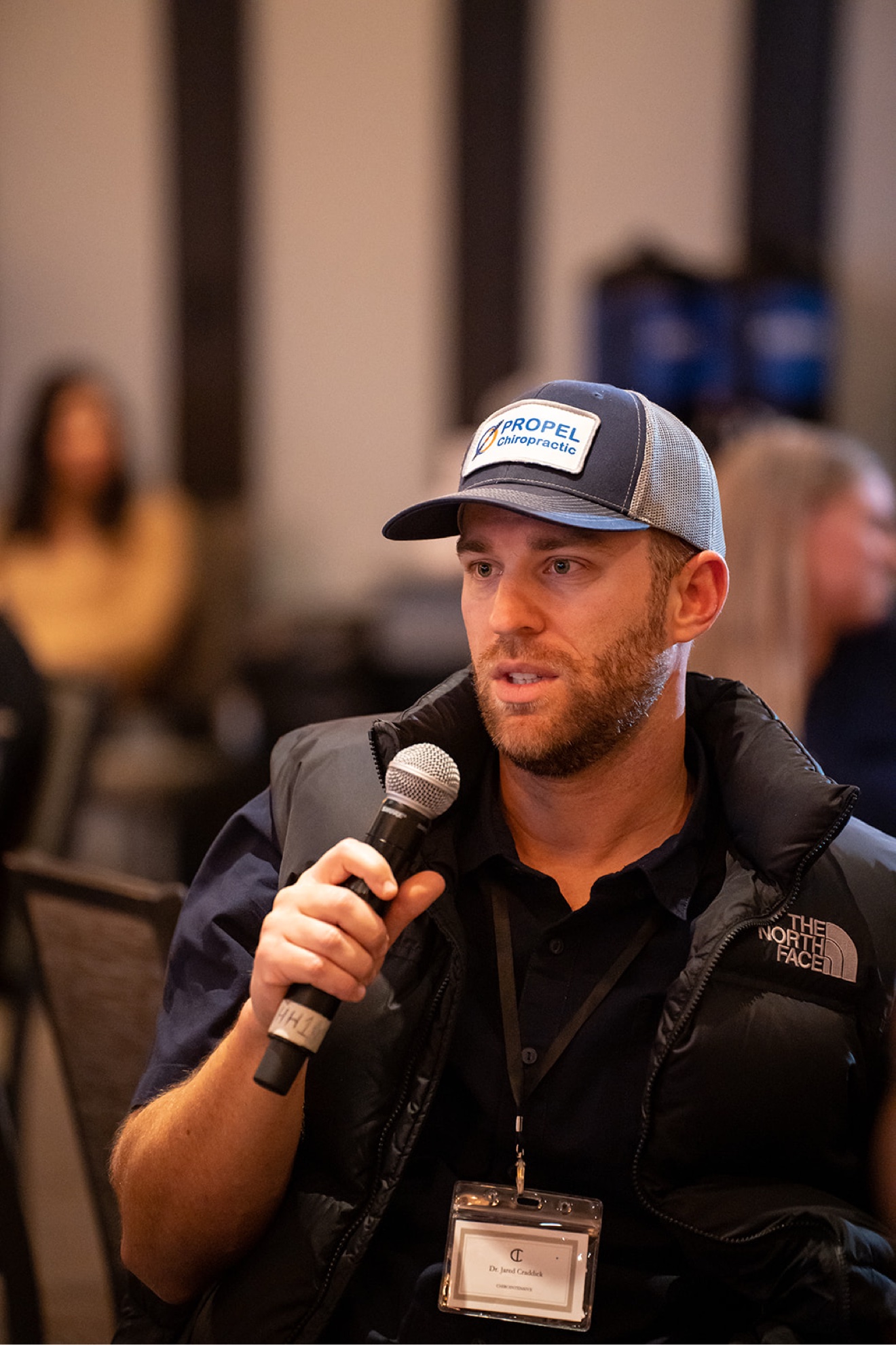 Dr. Jared Craddick, a male Chiropractic founder, participating at a ChiroIntensive event