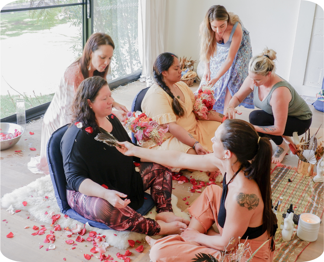 Women sharing a nurturing retreat experience