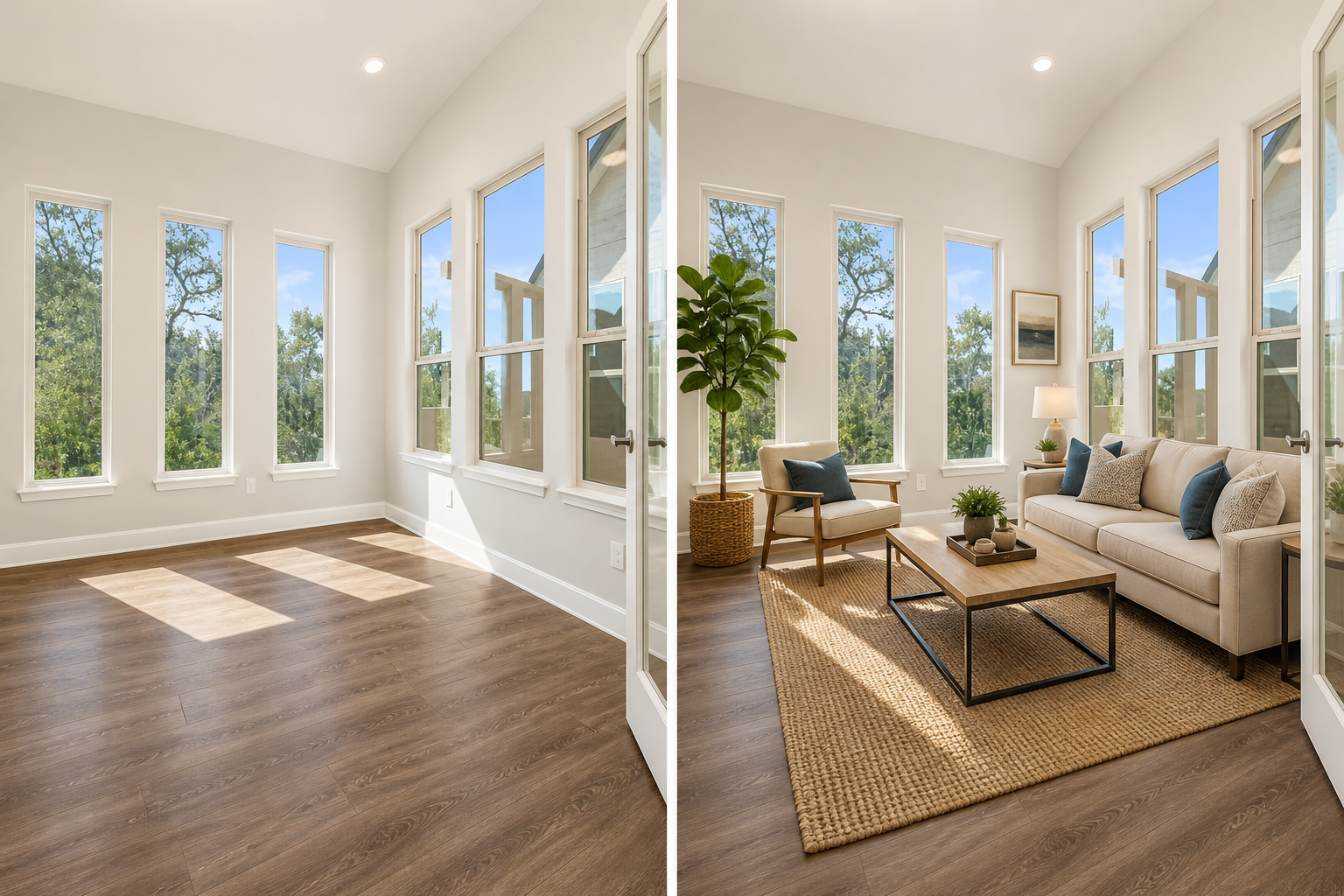 Empty vs furnished home comparison in Central Texas showing impact of staging on buyer perception