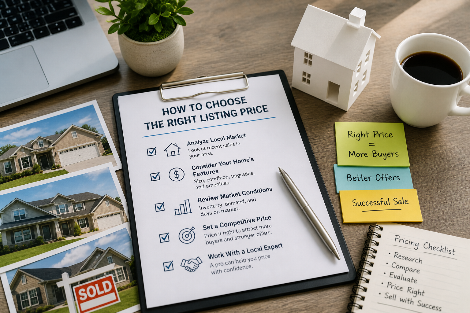 Home pricing checklist with market analysis, sold listings, and strategy for choosing the right listing price in Georgetown Texas